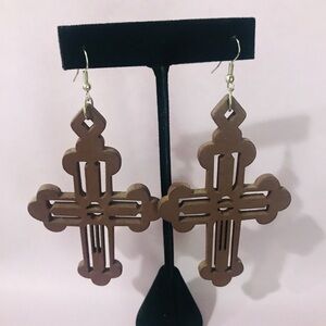 💗WOOD CROSS EARRINGS 💗